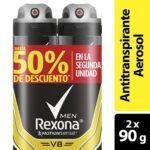 Desodorante Antitranspirante Aerosol Hombre Rexona V8 90G (150Ml) (2 Unidades De 90G C/U - Oferta)