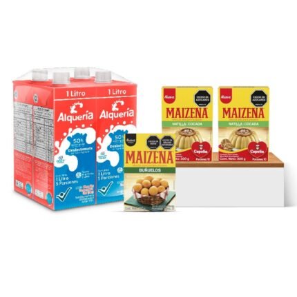 Combo Natilla y Buñuelos Maizena+Leche Alqueria Deslactosada